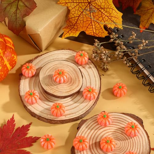 JUNEBRUSHS 50 Pcs Mini Pumpkins Fake Pumpkins Artificial Pumpkins Thanksgiving Ornaments for Vase Filler DIY Crafts Fall Halloween Party Supplies Home Table Decorations - style: Pumpkin Style
