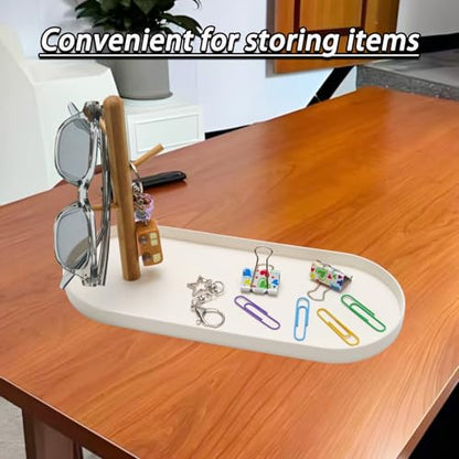 White Multi-Functional Key Tray, Wood Key Bowl Jewelry Tray, 3-Tier Hanging Organizer for Entryway/Rings Phone Bracelets Watches - color: White plastic
