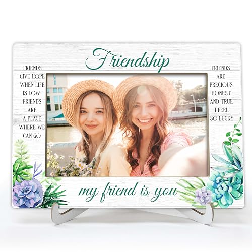 YSTEP Friendship Picture Frame, Best Friend Picture Frame, Long Distance Friendship Gifts, My Friend Is You Gifts, Wood 4x6 Photo Frame for Desk Display-B02 - style: Style 1