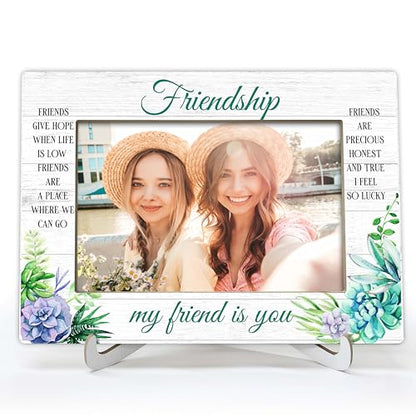 YSTEP Friendship Picture Frame, Best Friend Picture Frame, Long Distance Friendship Gifts, My Friend Is You Gifts, Wood 4x6 Photo Frame for Desk Display-B02 - style: Style 1