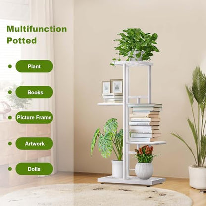 Metal Plant Stand Indoor Outdoor, 4 Tier 5 Potted Plant Shelf, Anti Slip Waterproof Flower Holders, Planter Shelf Display Rack Storage Organizer for Living Room Patio Lawn Balcony Garden