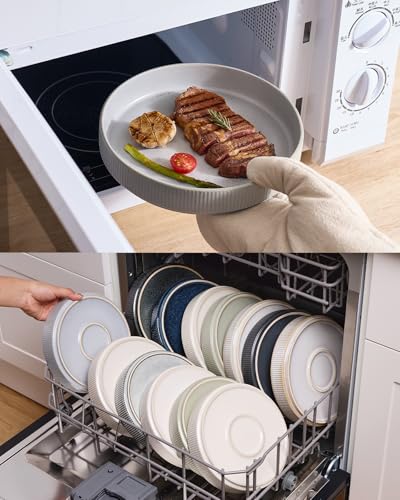 famiware Star 7.5" Pasta Bowls Set of 4, Plate Bowls, Light Gray | Double Reactive Glaze, Microwave & Dishwasher Safe, Lead-free and Cadmium-free, Stoneware Scratch Resistant, Kitchen Bowls - color: Light Gray, size: 4 Pcs