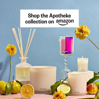Apotheke Scented Reed Diffuser for Home, Bergamot Tangerine, 10 Reed Sticks | 10 Rattan Scent Sticks, Long-lasting Fragrance with Essential Oil Aromatherapy for Bedroom & Bathroom - 6.7 Fl Oz