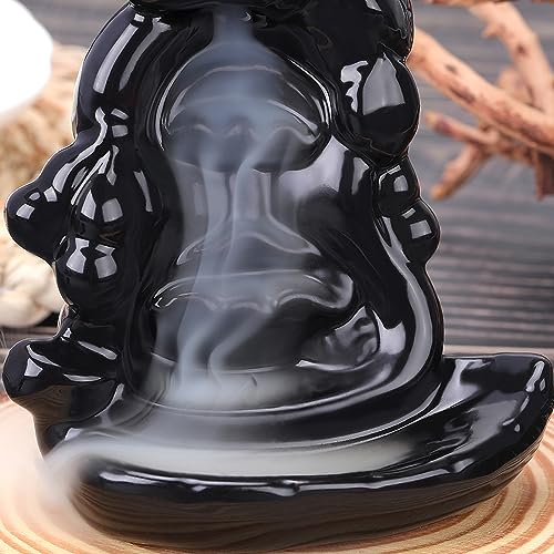 Waterfall Backflow Incense Burner Ceramic Incense Holder Incense Cone Holder Fountain Aromatherapy Home Decor Office Gifts(Calabash) - color: Gourd Backflow Incense Burner