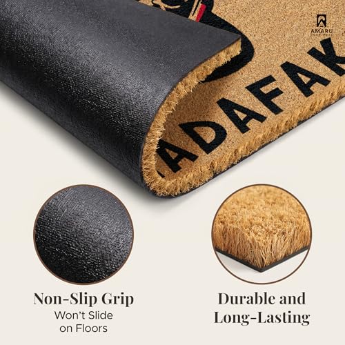 Coir Welcome Mat, Non-Slip, Welcome Madafakas, 17 x 29 in | Traps Dirt and Mud, Anti-Shedding, Durable PVC Backing, 100% Natural Coir, Indoor and Outdoor Entryway, Easy to Clean - color: Madafakas