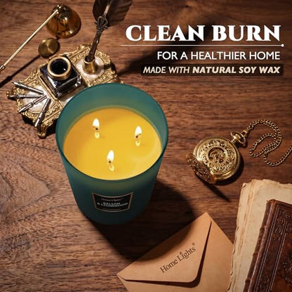 HomeLights Highly Scented Soy Candles Big 33.3 oz for Home. 3 Cotton Wicks, Smokeless Long Lasting 130 hrs in Balsam & Cedar. 5x6, Great Gift for Women & Men - color: Balsam & Cedar