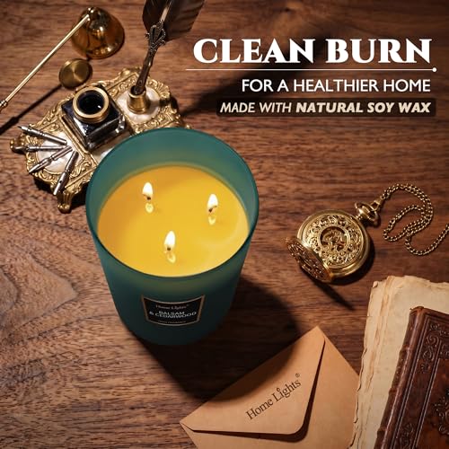 HomeLights Highly Scented Soy Candles Big 33.3 oz for Home. 3 Cotton Wicks, Smokeless Long Lasting 130 hrs in Balsam & Cedar. 5x6, Great Gift for Women & Men - color: Balsam & Cedar
