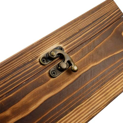 KUMGROT Wooden Box With Hinged Lid - Writable Vintage Gift Box | Handmade Solid Wood Storage for Photos, Jewelry, Coins, Cards - 7.9" x 4.5" x 2.8", Brown - style: Large Rectangular