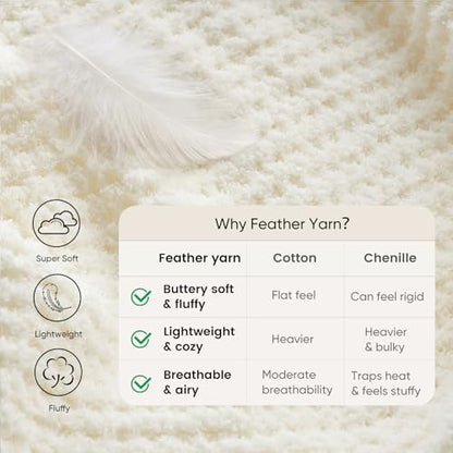Snuggle Sac Cream Bedding Blankets Queen Size 90x90 inches, Reversible Microfiber Fluffy Fuzzy Soft Throw Cozy Knit Blanket for Women Mothers Birthday Gifts - color: Waffle Cream, size: Queen(90"x90")