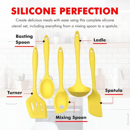 Chef Craft Premium Silicone Kitchen Tool and Utensil Set, 5 Piece, Yellow - color: Yellow, size: 5 Piece Set