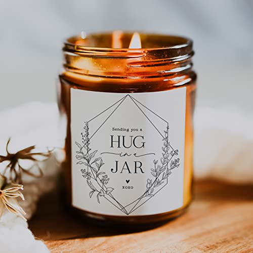 ThreeKin Warm Hugs Scented Candles for Home, Natural Soy Wax, Relaxing Aromatherapy Gifts, Essential Oils Scented, Long-Lasting Candle Burns for 75-Hours, Lemongrass Lavender Scent - size: 8oz, style: Hug in a Jar