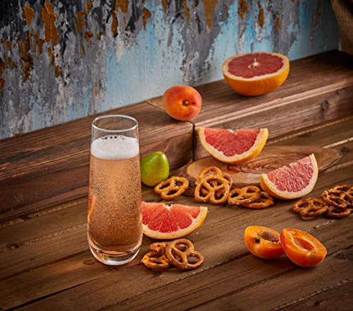 JoyJolt Milo Stemless Champagne Flutes Set of 4 Crystal Glasses. 9.4oz Champagne Glasses. Prosecco Wine Flute, Mimosa Glasses Set, Cocktail Glass Set, Water Glasses, Highball Glass, Bar Glassware - style: Clear