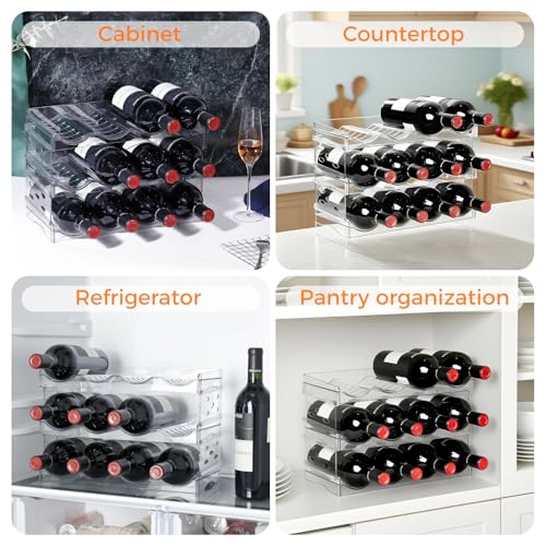 BoxedHome Plastic Water Bottle Organizer and Wine Rack Storage Holder for Inside Cabinet, Kitchen Countertop, Table Top, Pantry, Bars, Cabinets, Fridge - Clear (3 Tier 12 Containers) - size: 3Tier 12Bottles