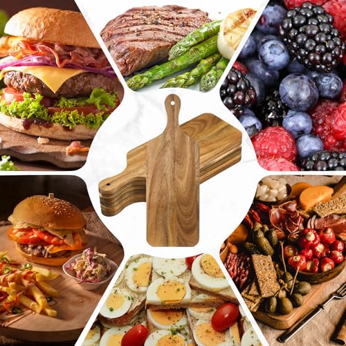 Didaey 6 Pcs Cutting Board Bulk Kitchen Thicken Chopping Platter with Handles Wooden Charcuterie Serving Trays Blank Wood Boards for Engraving Wedding Housewarming(Acacia Wood,17 x 6 Inch) - size: 17 x 6 Inch