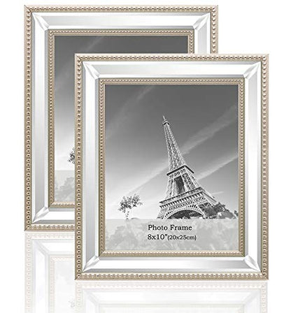Meetart 8x10 2 Pack Mirror Photo Frames Sets for Wall Pictures Decor or Table Stand - size: 8x10 2 Pack