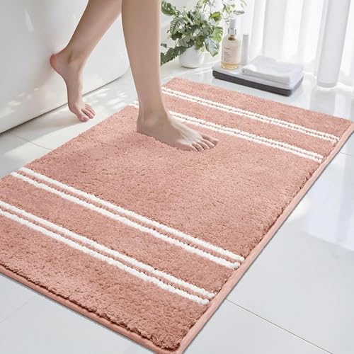 Tyrot Bathroom Rugs Non Slip Washable 24x17, Ultra Soft Super Absorbent Bath Rugs for Bathroom Floor, Shaggy Chenille Bath Rug, Microfiber Plush Quick Dry Bath Mat for Bathtub, Sink and Shower, Coral - color: Coral, size: 17''x24''
