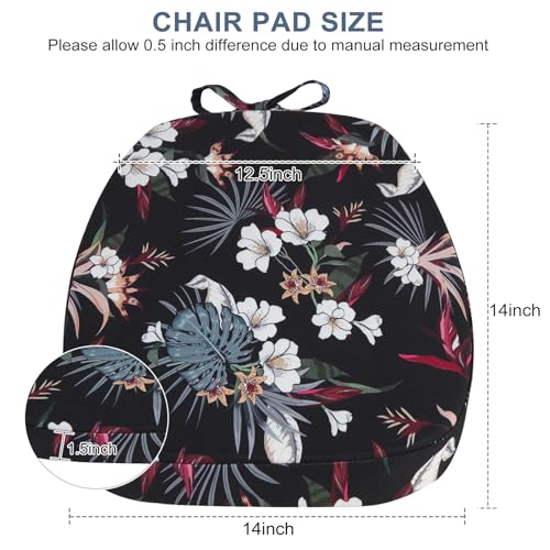 GUEGLSA Outdoor Waterproof Seat Cushions 14x14 inch, Non Slip Metal Chair Pad with Ties, U Shaped Metal Chair Cushion for Kitchen Dining Patio Chair, Set of 2, White Flower - color: White Flower