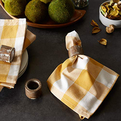 DII Buffalo Check Collection, Classic Farmhouse Cloth Napkin Set, 20x20, Honey Gold, 6 Piece - color: Honey Gold, size: 20" x 20" (Set of 6)