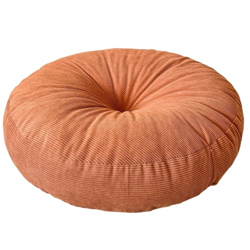 Round Pouf Floor Cushion PP Cotton Filling Washable Desk Chair Seat Pad Ottoman Sitting Pillow Home Accent Decoration Multipurpose Round Pouf - color: Dark Orange1