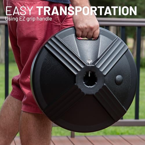 US Weight Durable 50 Pound Fillable Umbrella Base Designed to be Used with a Patio Table - color: Black