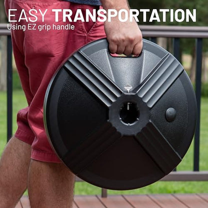 US Weight Durable 50 Pound Fillable Umbrella Base Designed to be Used with a Patio Table - color: Black
