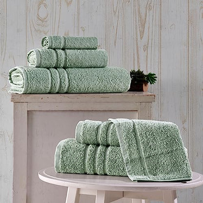 Personalized Towels - Customized Turkish Cotton Towel Set, Monogrammed Towels with Initial, Name & Embroidery, Idea for Weddings, Bridal Showers, Anniversaries, Christmas Gift for Couples - Green - color: Light Green