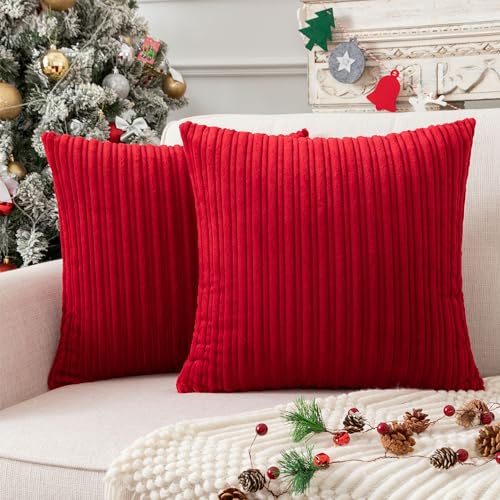 UGASA Velvet Soft Soild Christmas Decorative Pillow Covers for Livingroom/Couch, 16"x16"(40x40cm), 2 Pcs, Burgundy - color: Burgundy, size: 16" x 16" (Pack of 2)