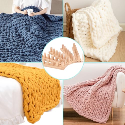68'' Chunky Yarn Blanket Loom for DIY Throw Blankets, Adjustable Size Hand Knitting Yarn Chunky, Easy Operation for Cozy Handmade Blankets, Ideal for DIY Beginners