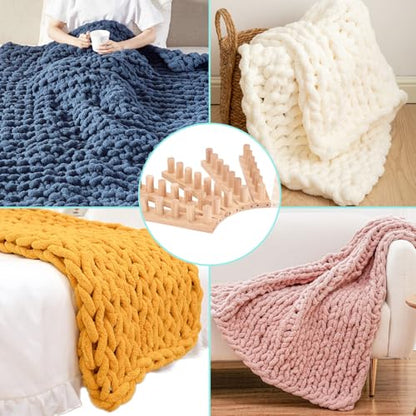 68'' Chunky Yarn Blanket Loom for DIY Throw Blankets, Adjustable Size Hand Knitting Yarn Chunky, Easy Operation for Cozy Handmade Blankets, Ideal for DIY Beginners