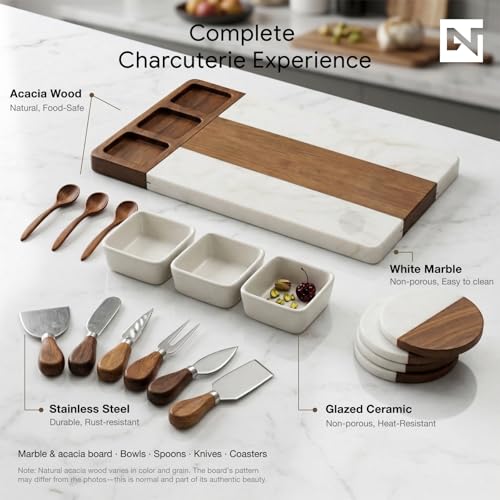 Charcuterie Boards Gift Set - Acacia Wood Cheese Board Set Charcuterie Tray & Serving Platter for Hosting & Entertaining, Bridal Shower Gifts for Women, Gifts for Home, Wedding & Birthday