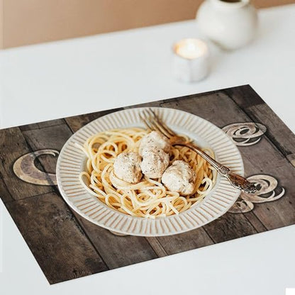 Coffee Place Mats Set of 4,Coffee Time Phrase with A Cup on A Wooden Grunge Background Kitchen Image Placemats for Dining Table 4 PCS, Cafe-1 - color: Cafe-1, size: 12"X18"|4 PCS