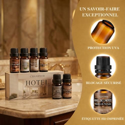 Hotel Collection Essential Oils for Diffusers for Home 6 x 10ml | Aromatherapy Gift, Premium Scented Oils for Diffusers - Jasmine Peppermint,White Tea,Citrus Happiness,My Way,Hotel Lobby - color: Light Gray