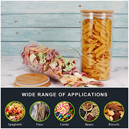 DHSBTLS 8 Pack 30 oz Glass Jars with Airtight Bamboo Lids for Kitchen | 890ml Pantry Organization Jar, Glass Terrarium with Lid, Spice, Flour and Sugar Container, Canister Set for Kitchen Counter