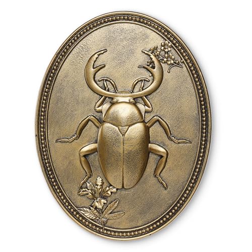 Newinhome Vintage Beetle Wall Sculpture, Antique Wall Decor, Ladybug Wall Decor, Hanging Decoration with Embossed Beetle Design, Vintage Decor for Living Room Bedroom and Hallway, Housewarming Gift - color: Gold Beetle