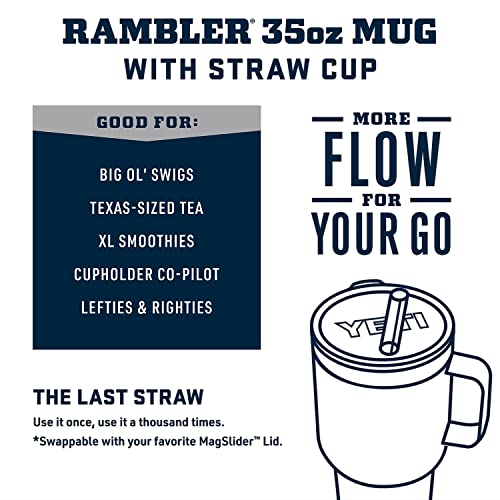 YETI Rambler 35 oz Tumbler with Handle and Straw Lid, Travel Mug Water Tumbler, Vacuum Insulated Cup with Handle, Stainless Steel, Rescue Red - color: Rescue Red, style: 35oz