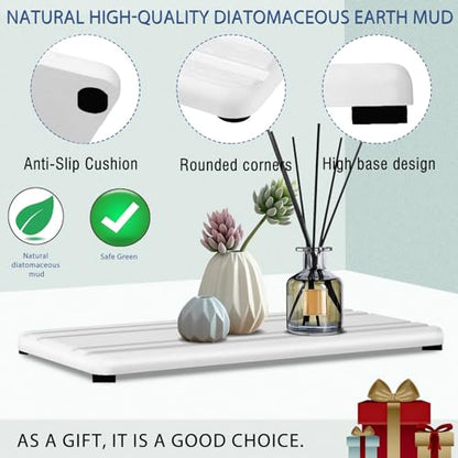 3PCS Water Absorbing Stone Tray, DryingNeat Diatomite Stone Sink Tray, Instant Dry Sink Coasters, Kitchen Sponge Hand Soap Holder, Bathroom Sink Vanity Trays,8 * 4inch and 4 * 4inch - color: 1pcs 21×10cm + 2pcs 10×10cm White Stripe