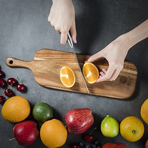Wood Cutting Board Set with Handle for Kitchen Large and Small Long 2 Packs Acacia Wooden Kitchen Cutting Boards for Meat, Cheese, Bread,Vegetables Fruits- Charcuterie Board Serving Board - style: Small+Large