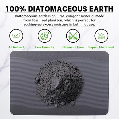 Stone Bath Mat, Diatomaceous Earth Shower Mat, Fast-Drying Bathroom Floor Mat, Absorbent Non-Slip Diatomite Mats for Bathtub, Grey Wave - color: Wide Wave-24*16-1 Pack