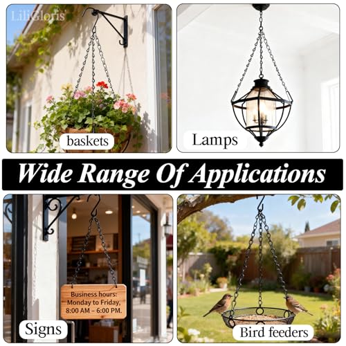 5 Pack 22 Inch Adjustable Hanging Plant Chains with Clips Hooks Black Metal Replacement Chains for Flower Pots Bird Feeders Baskets Lanterns Wind Chimes Indoor Outdoor Use - size: 22in