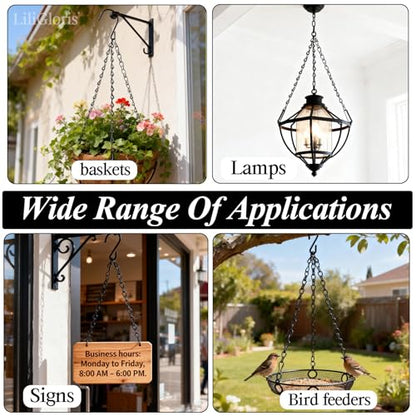 5 Pack 22 Inch Adjustable Hanging Plant Chains with Clips Hooks Black Metal Replacement Chains for Flower Pots Bird Feeders Baskets Lanterns Wind Chimes Indoor Outdoor Use - size: 22in