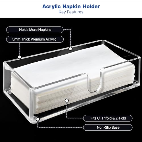 Acrylic Paper Towel Holder, Clear Countertop Napkin Dispenser | Trifold, Multifold, C-Fold Towels & Napkins - color: Z - Acrylic Small, size: Guest Towel Holder