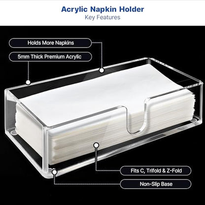 Acrylic Paper Towel Holder, Clear Countertop Napkin Dispenser | Trifold, Multifold, C-Fold Towels & Napkins - color: Z - Acrylic Small, size: Guest Towel Holder
