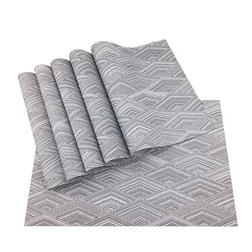Luxury Placemats Woven Vinyl Non-Slip Insulation Heat Stain Resistant Washable Table Placemats Kitchen Dining Table Top Meal Mat Place Mats PVC Set of 6, Shape of Grey Diamond - color: Grey-diamond