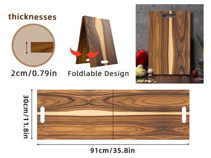 Acacia Wood Boards - Extra Large Charcuterie Board, Oversized 36 x 12 Inch Wood Serving Platter with Handles, Foldable Long Wooden Tray for Parties, Grazing & Appetizers