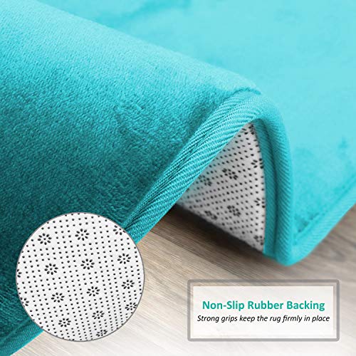 Clara Clark Bathroom Rugs, Ultra Soft Plush Bath Mat for Bathroom, Non-Slip, Velvet Memory Foam Bath Rugs, 20 x 32, Solid Teal Blue