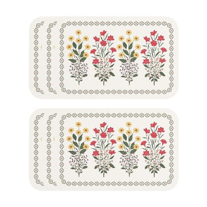 Vinyl Waterproof Placemats Set of 6 Rectangular,12"*17"-Bertina C | Wipeable Beautiful Print Place Mats,Stain Resistant,Heat Resistant,Everyday Meals,Kitchen,Dinning,Holiday,Decor - color: Bertina C