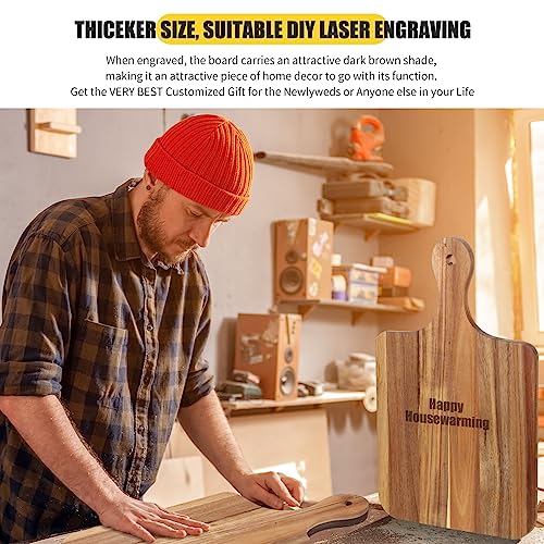 Didaey 6 Pcs Cutting Board Bulk Kitchen Thicken Chopping Platter with Handles Wooden Charcuterie Serving Trays Blank Wood Boards for Engraving Wedding Housewarming(Acacia Wood,16 x 10 Inch) - size: 16 x 10 Inch