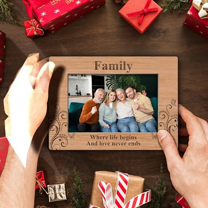 YSTEP Family Where Life Begins And Love Never Ends Picture Frame, Family Photo Frame, Fathers Day, Mothers Day Gifts, Wood 4x6 Picture Frame for Desk Display-B17 - style: Style 4