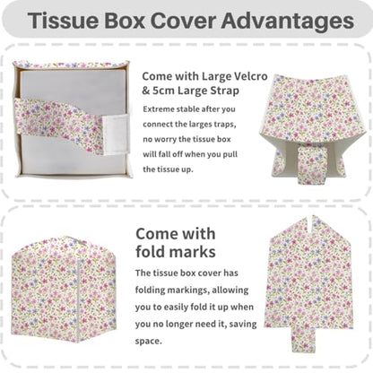Floral Tissue Box Cover, Tissue Box Holder for Home, Office, 5x5IN - color: Flower 375