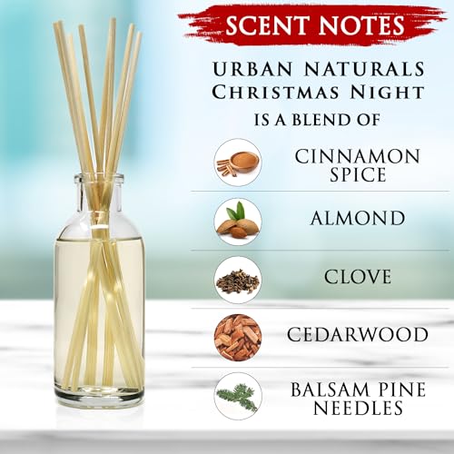 Reed Diffuser Set, Christmas Night - Bathroom Shelf Décor | Cinnamon spice, Almond, Clove, Cedarwood, Fresh Balsam and Fir needle, Made in the USA - color: Christmas Night